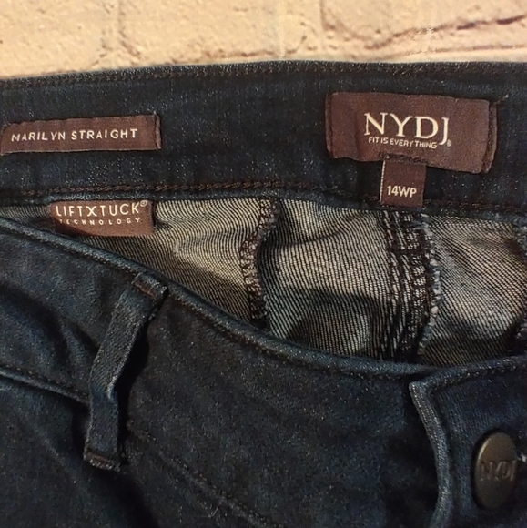 NYDJ Marilyn Straight Dark Denim Jeans 14WP Lift X Tuck Stretch Jeans - Picture 3 of 16